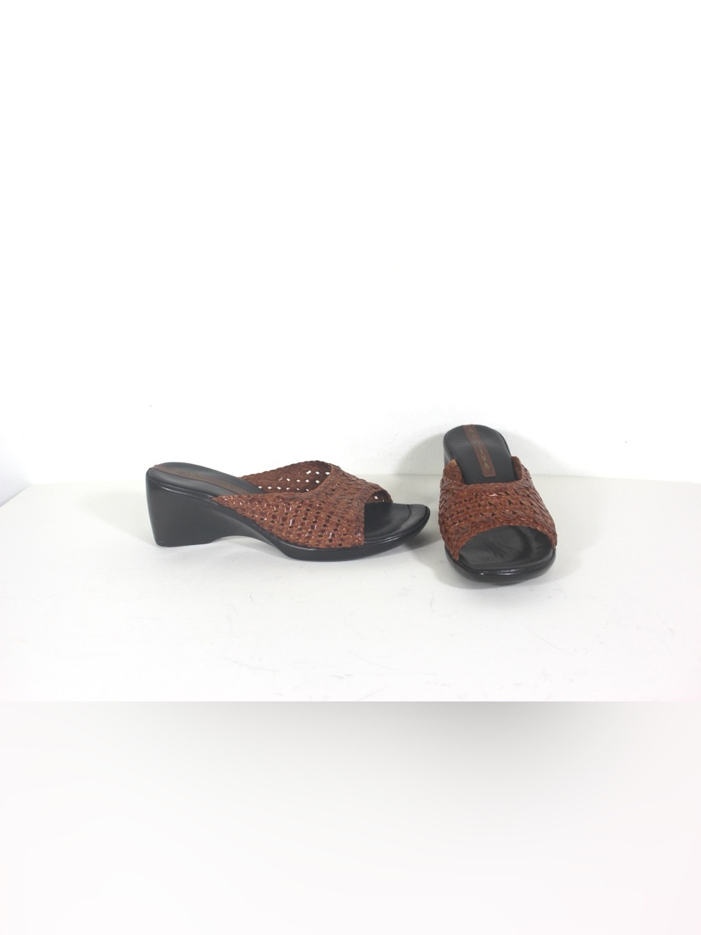 Woven Leather Sandals with Wedge Heel